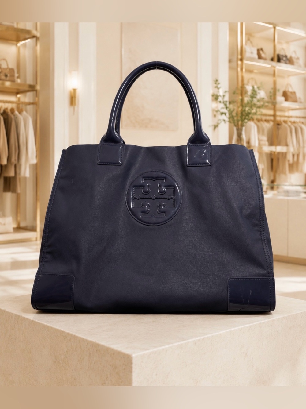 Tory Burch blue Ella tote shoulder bag